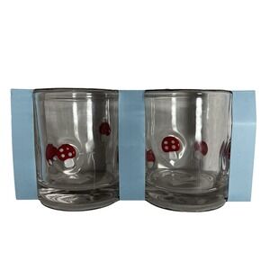 Cynthia Rowley Set‎ of 2 Mushroom Double Old Fashioned Cocktail Drinking Glasses